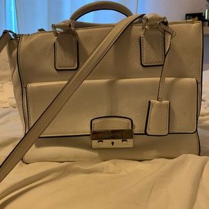Michael Kors white satchel zip bag